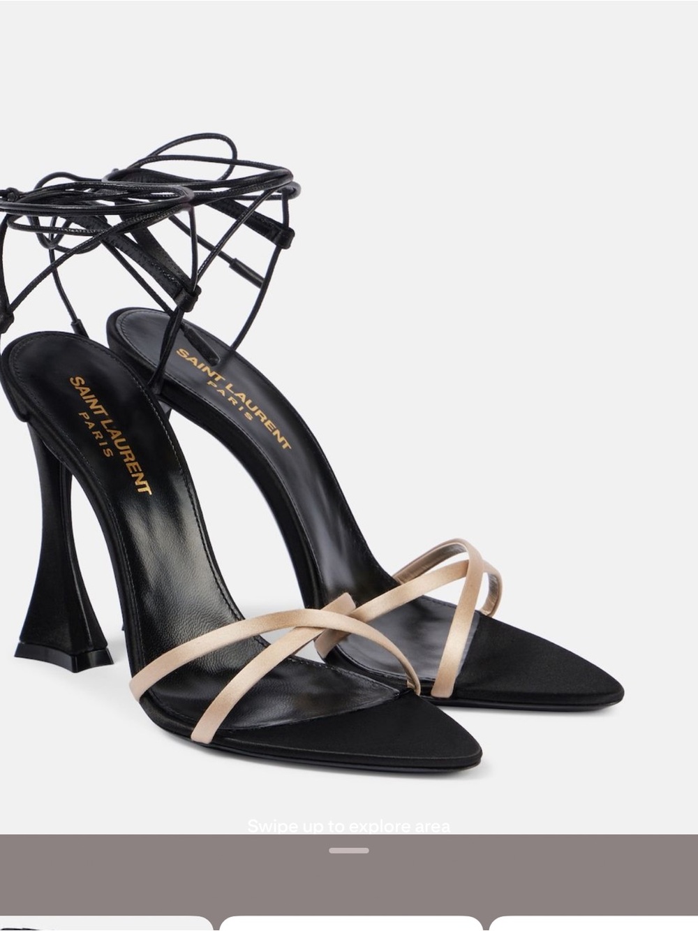 Saint Laurent Black & Nude Lace-Up Strappy High Heels: Liza Sandal